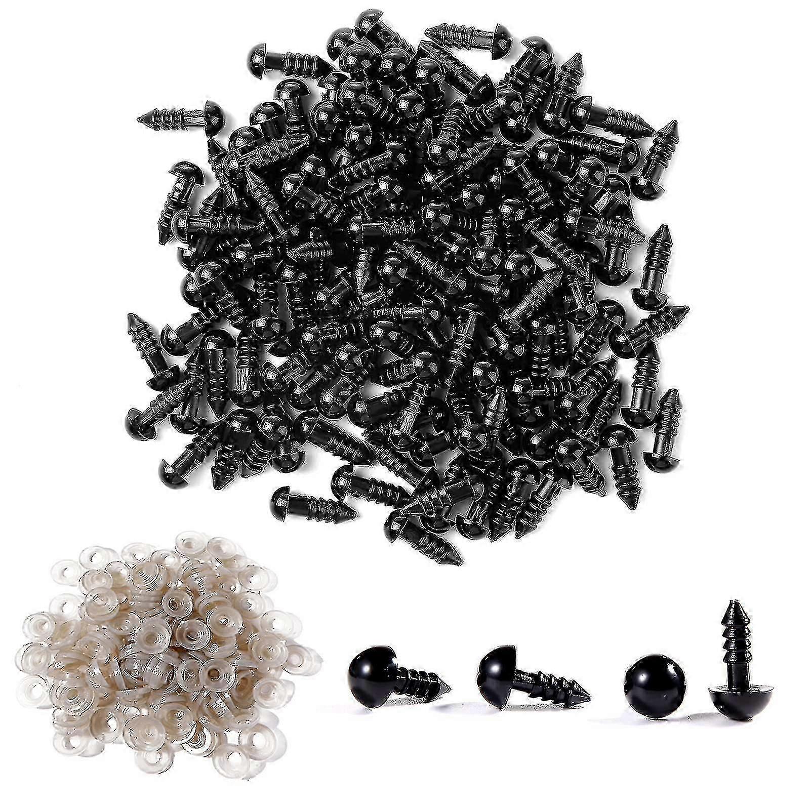 100pcs μάτια ασφαλείας 6/8mm πλαστικά μαύρα μάτια αρκουδάκια σκαφών με ροδέλες