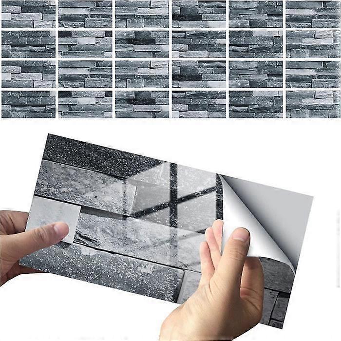 Adhesive Tiles - Self-Adhesive Tile Stickers - Brick Effect - 24pcs - 10x20cm
