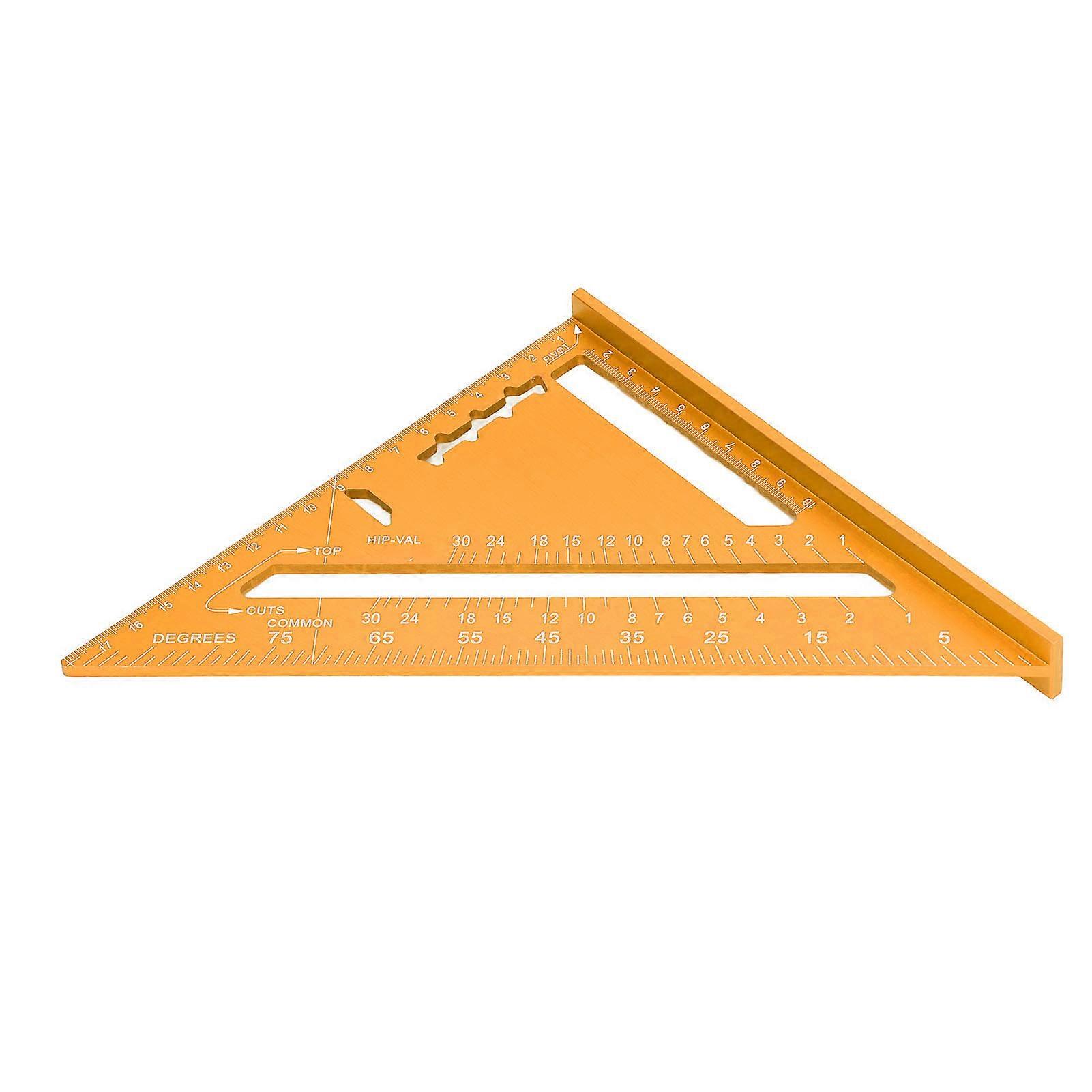 Triangle de menuiserie en alliage d'aluminium, peinture électrophorétique, échelle transparente, triangle de charpentier, équerre dorée