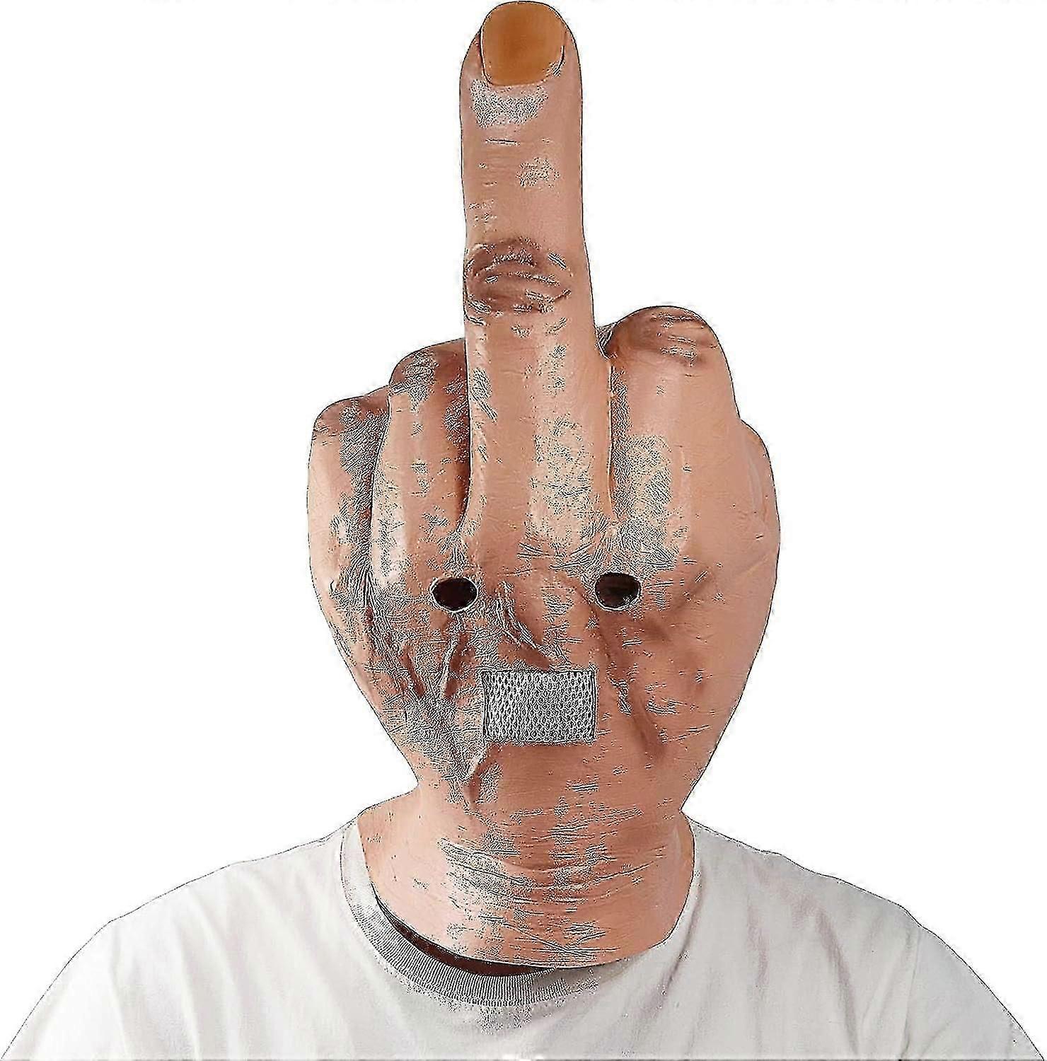Infinity Gauntlet Middle Finger Mask Adults Creepy Realistic Middle Finger Halloween Costume Mask Full Head Latex Mask Cosplay Party Props