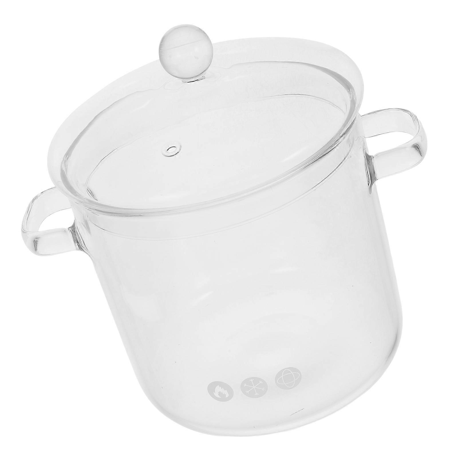 Clear Glass Saucepan for Kitchenware Home Cooking Transparent Round Pot with Lid Heat Resistant Glass 1Pack