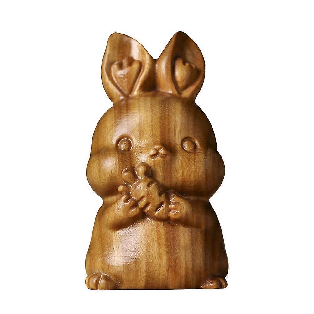 Desktop Rabbit Ornament Wooden Rabbit for Decor Carrot Decor