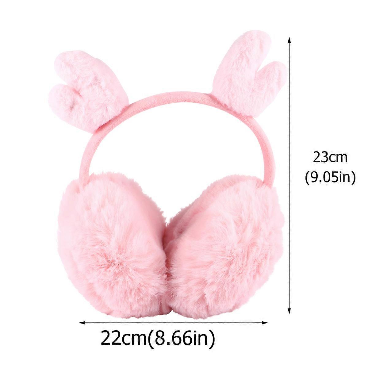 Pink Plush Reindeer Antlers Ear Warmers for Ear Warming