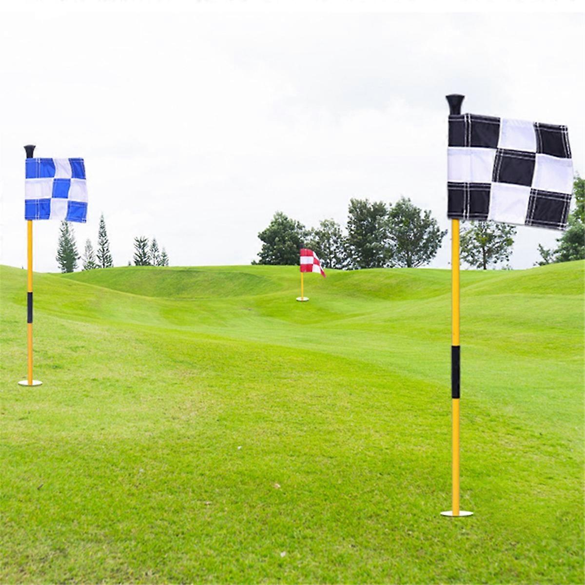 Red and white Golf green flag, colorful two-section checkered