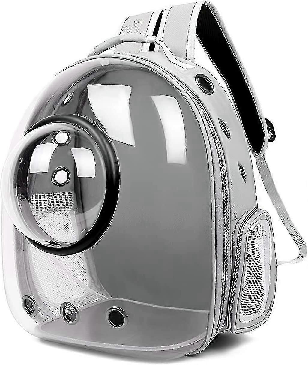 Cat Backpack, Transparent Dog Backpack, Ventilated Space Capsule Pet Backpack(gray, Transparent Cover)