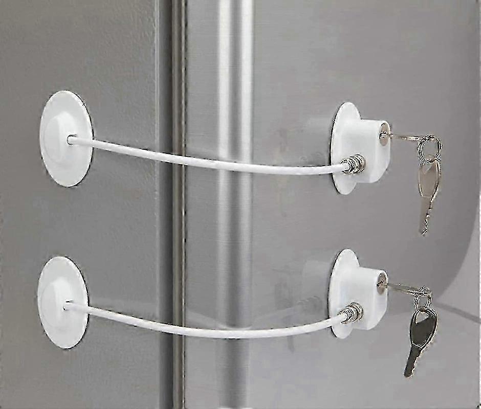2 Pack Refrigerator Lock With 4 Keys, Refrigerator Lock Dorm Freezer Door Lock And Child Safety Cabinet Lock With Strong Adhesive Tw