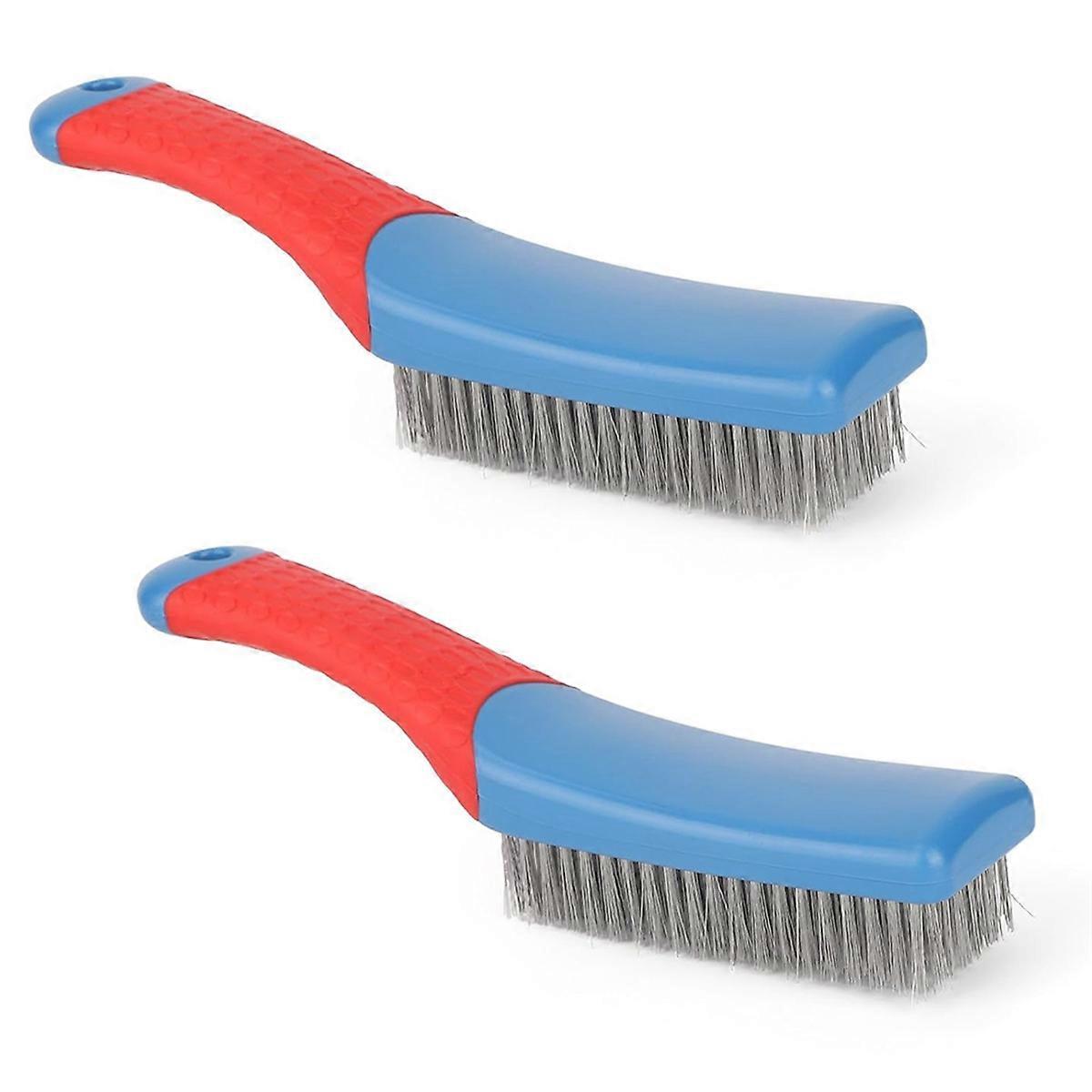 2-Pack Heavy Duty Stainless Steel Wire Brushes for Efficient Cleaning and Rust Removal