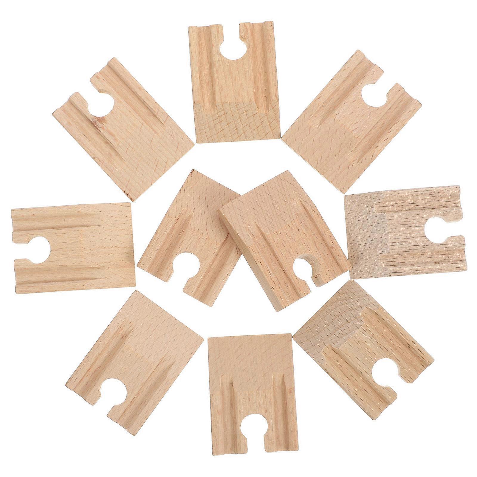 Wooden Train Track Pieces Replacement for Toy 10Pcs Beige Railway Segment