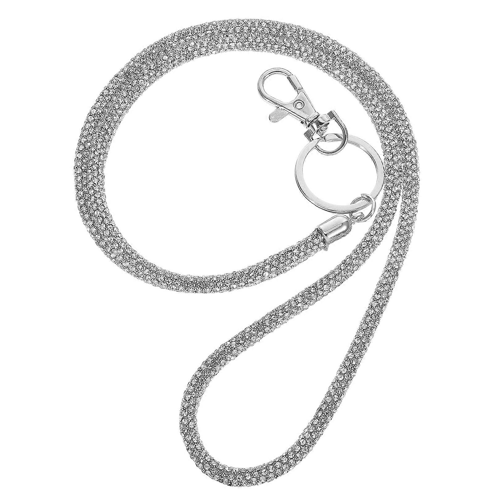Silver Multi-Function Phone Lanyard with Rhinestone for Decoration 5Pcs