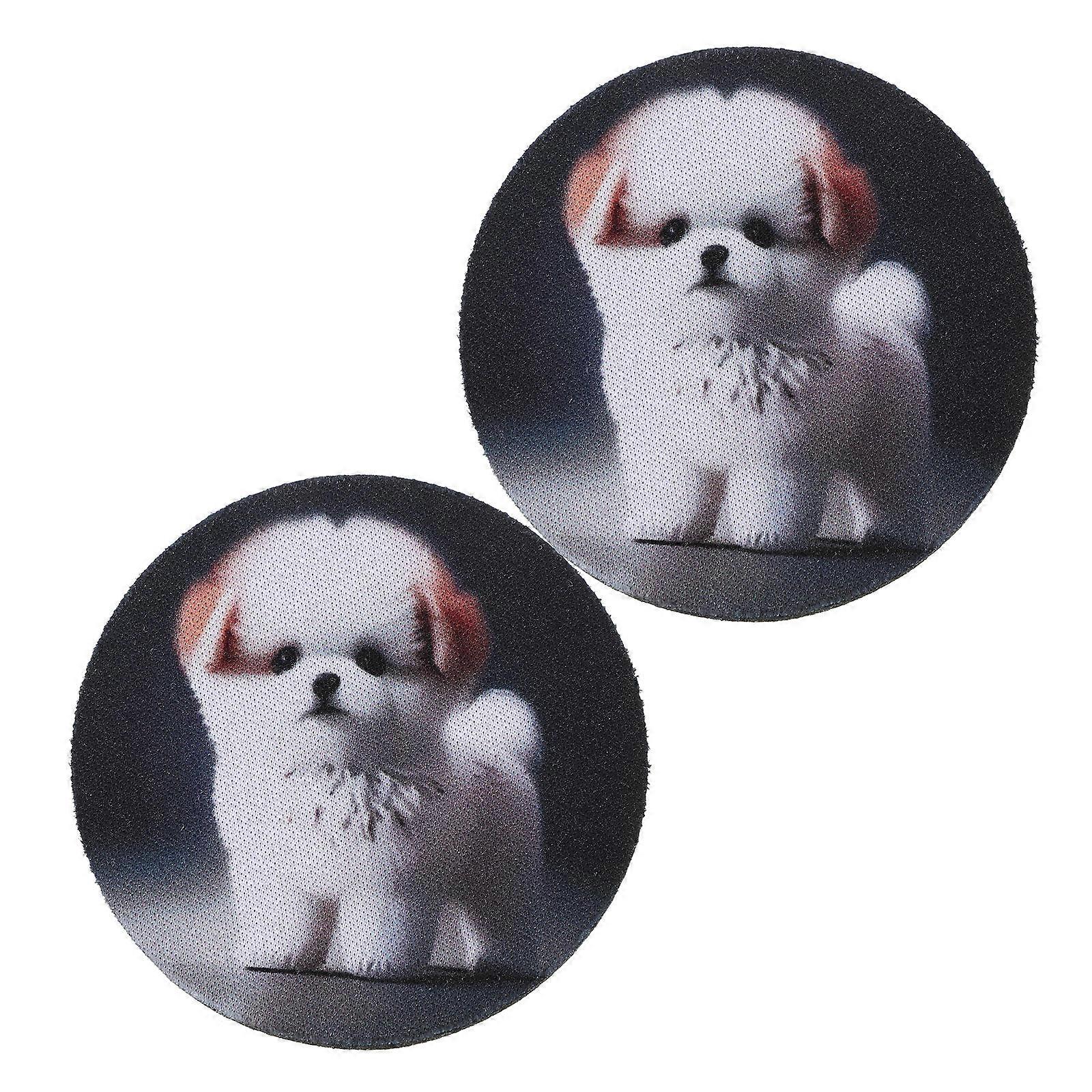 Dog Printed Car Cup Holder Coasters for Car Use 2Pcs Rubber Vehicle Mats