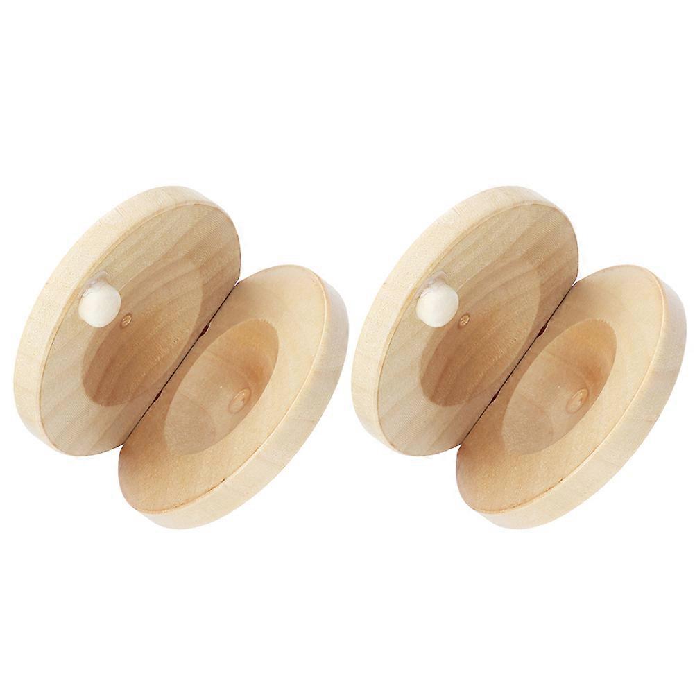 Finger Castanets Wood Percussion Instruments for Kids Playing 6Pcs Beige