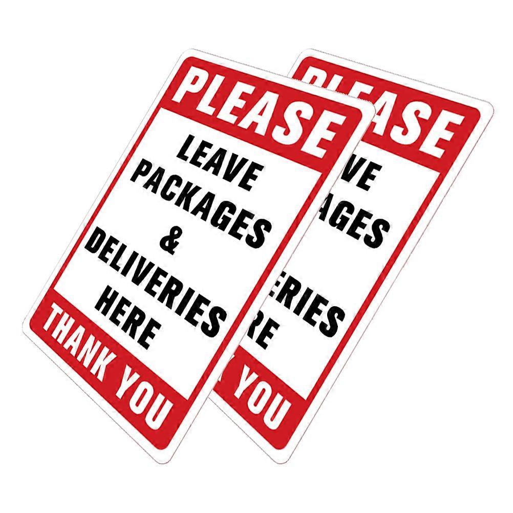 Packages Here Sign Stickers For Home And Office Use Red PVC Rectangular Package Reminder 2Set