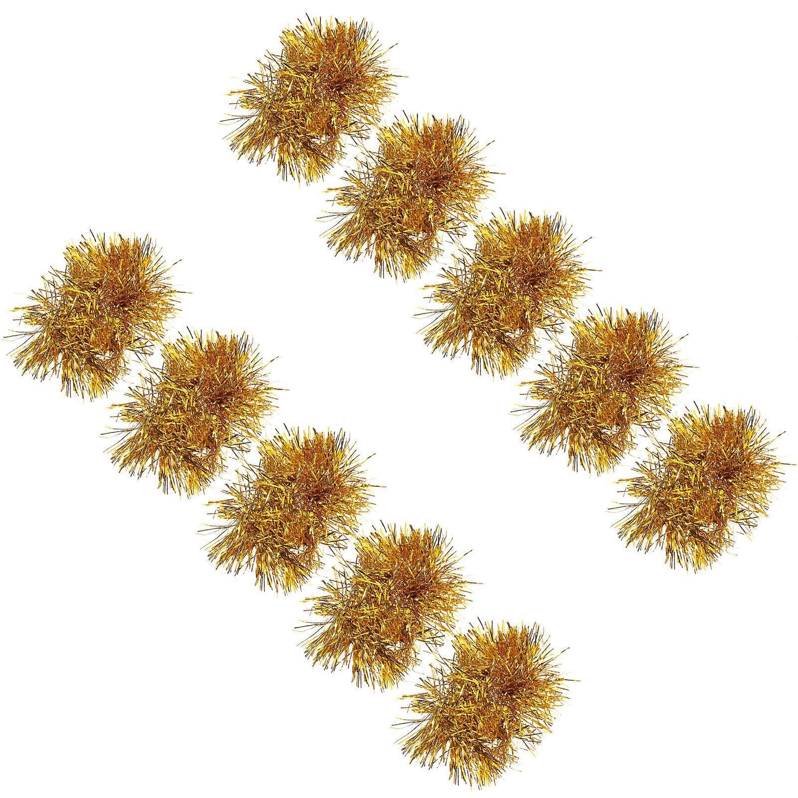 Gold Pom Poms Wristband Cheerleading Props 20 Pcs Ideal For Sports Events Dance Parties And Festivals Performance Enhancement