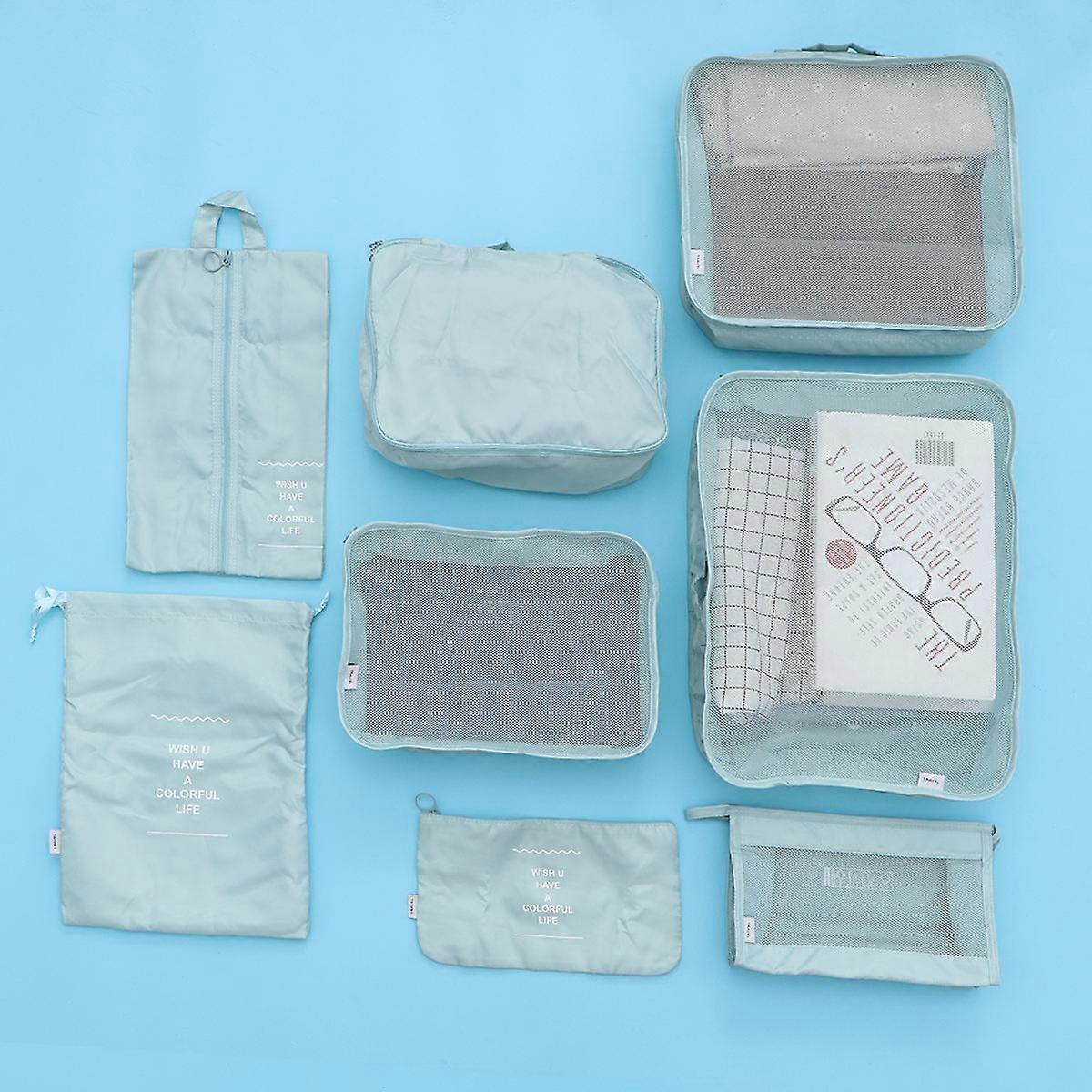 Practical Luggage Packing Bags 16 Pcs Set For Outdoor Use Designed For Travelers Featuring Easy Item Finding And Waterproof Fabric In Sky-Blue