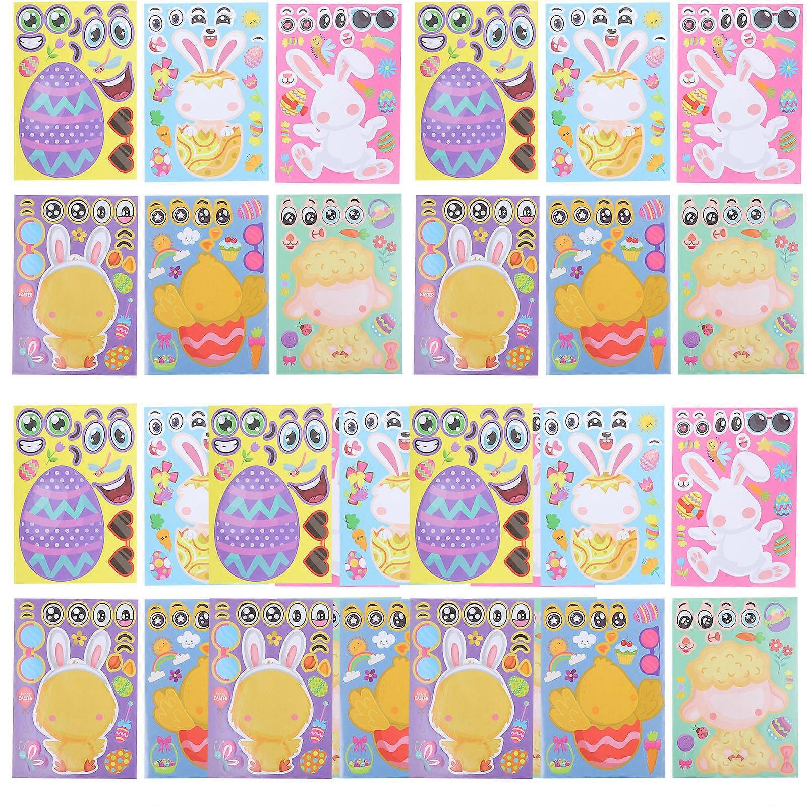 Easter Puzzle Stickers For Kids 0.10CM Rectangular Easy To Remove 60 Sheets
