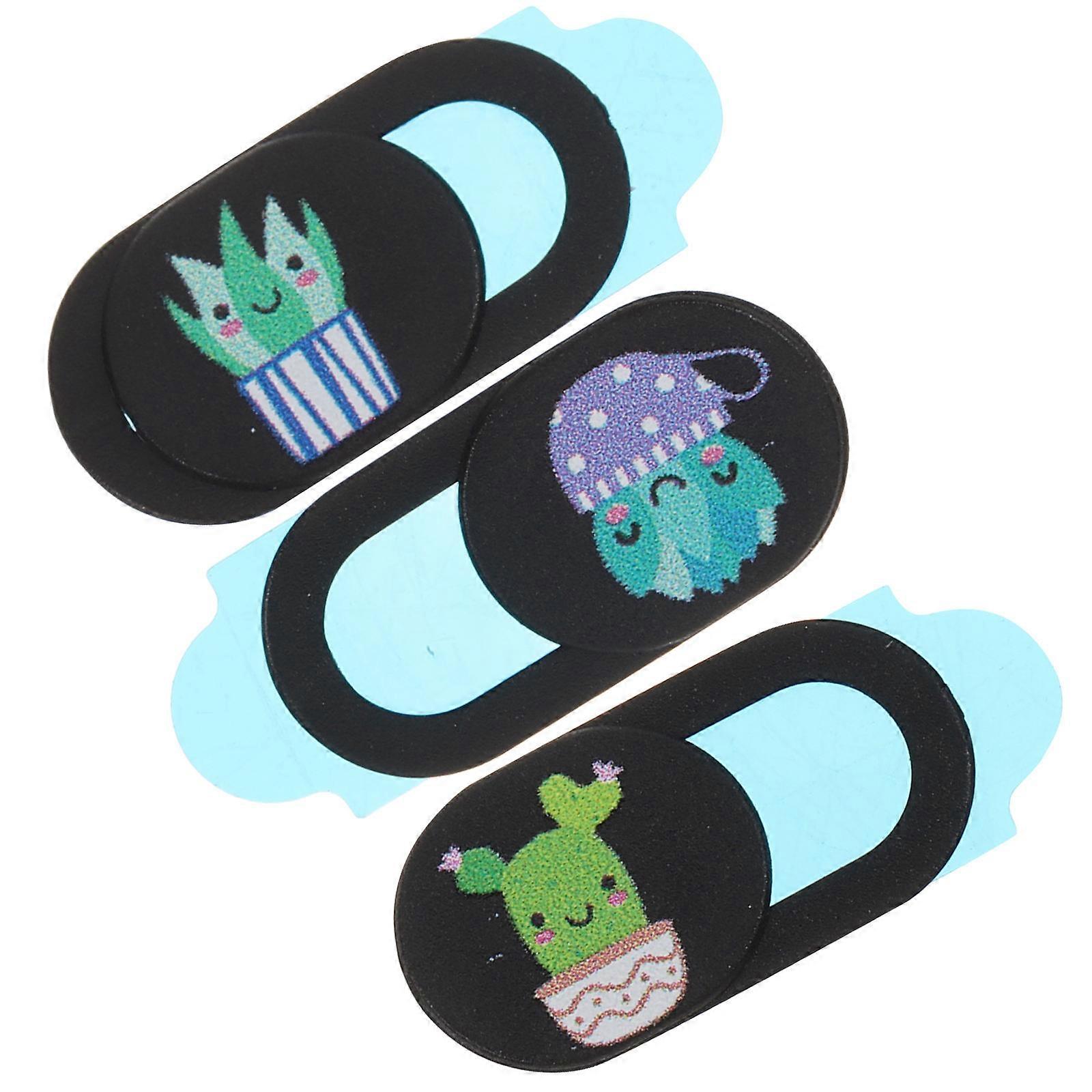 Webcam Privacy Cover Government Use Easy to Use Abs Material Cactus Shape 3Set