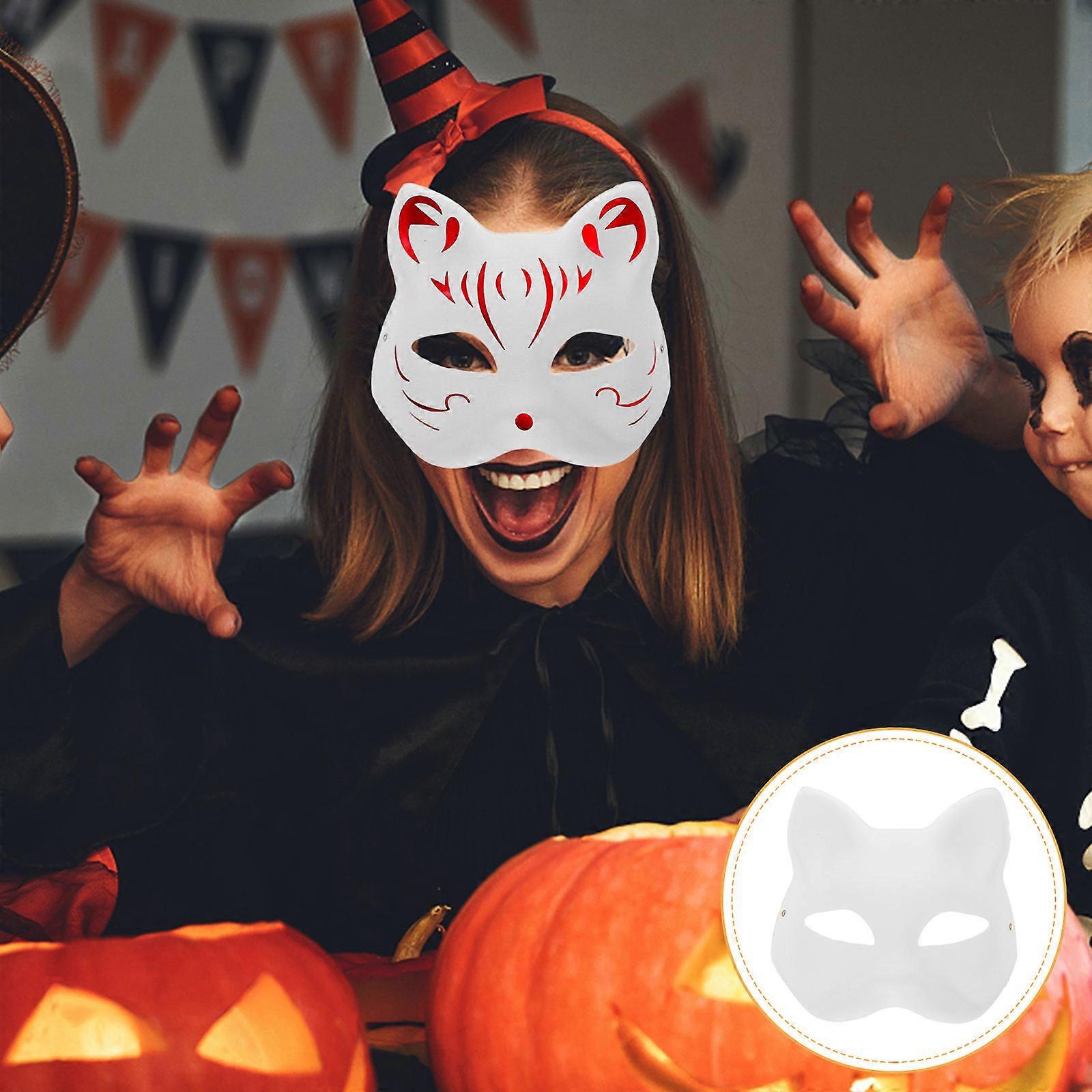 Paintable Fox Cosplay Masks for Party Use 6Sets White Paper Masks