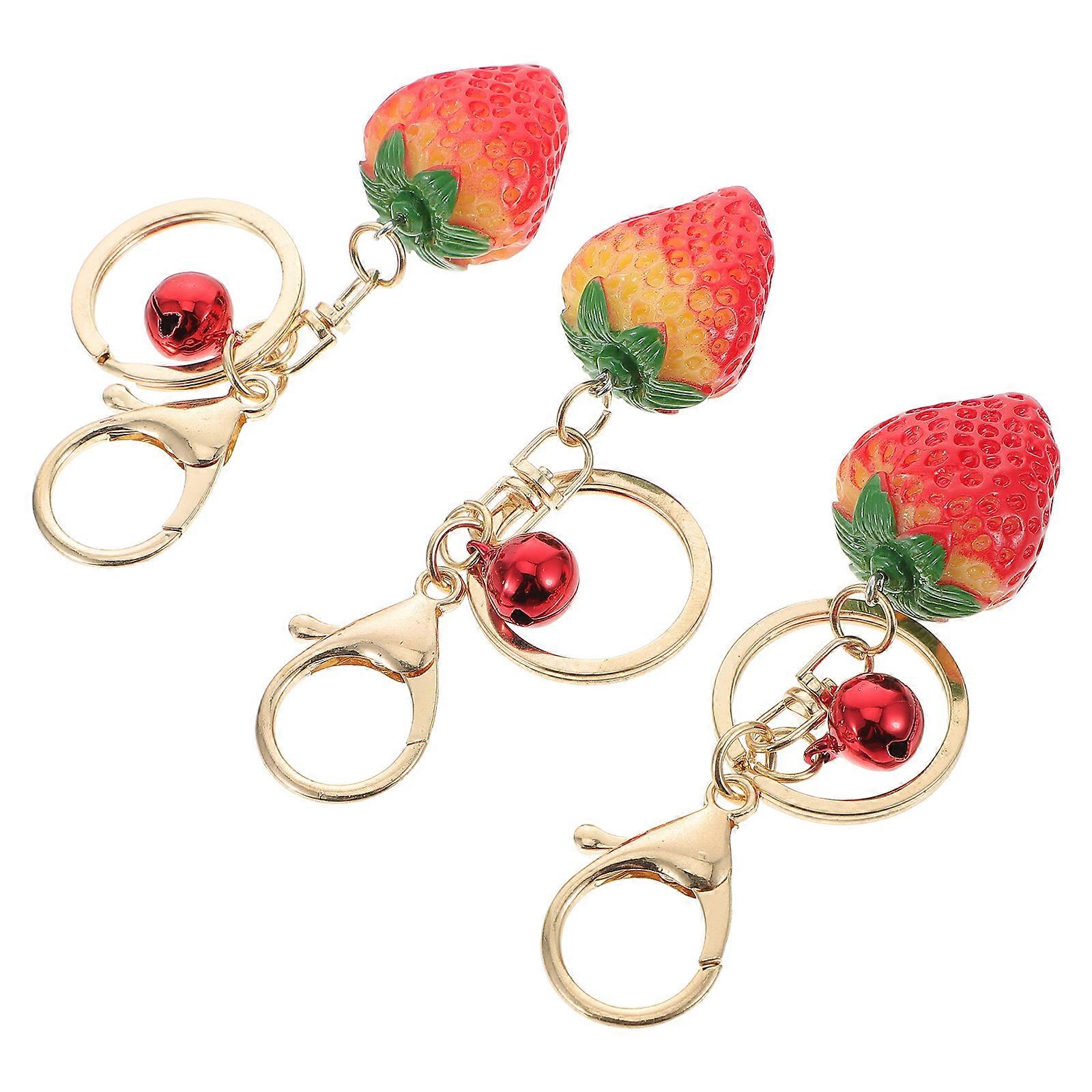 Strawberry Backpack Keychain Bag Charms Assorted Color 3.9×1.2×1.2in Bag Ornament 3Set