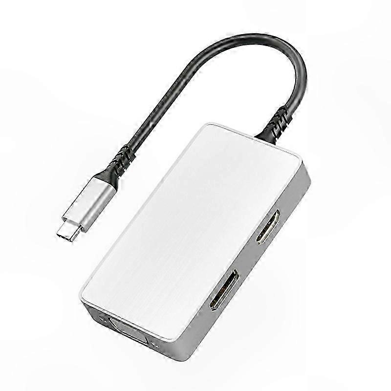 5-in-1 USB-C to 3.5mm o VGA DP HDMI PD Multifunction Adapter Hub (White)