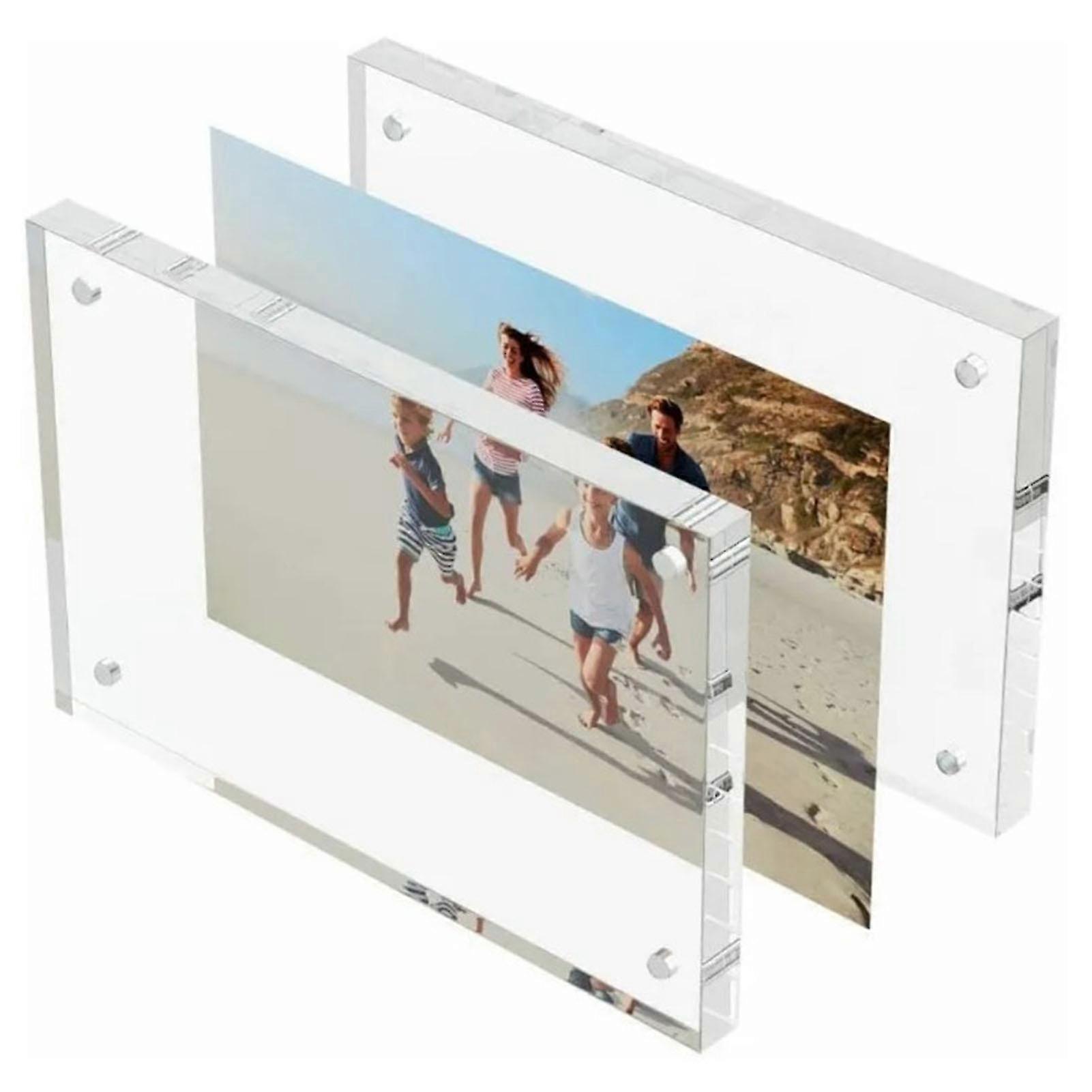 Acrylic Photo Frame Crystal Clear Frameless Double Sided Freestanding Photo Frame for Desk 2025