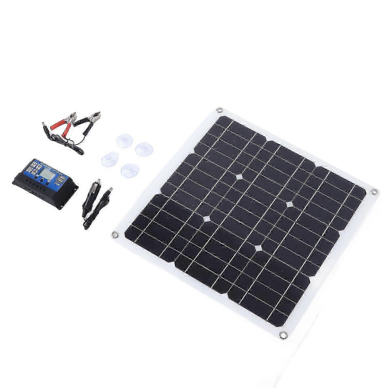 30W Solar Panel Kit with Dual USB DC Output - 100A Controller for Car Battery Boat