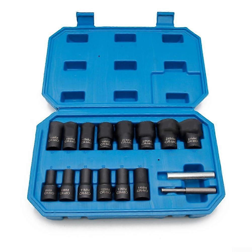 Damaged Nut Removal Tool Set 16 Piece For Easy Extraction 1/2Inch Drive Socket