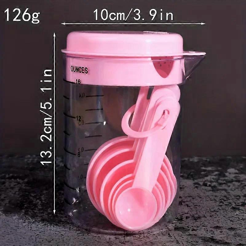 1 set, measuring spoon, measuring cup set, plastic with scale 500ml baking tool, 7PC combination kitchen measuring flour spoon