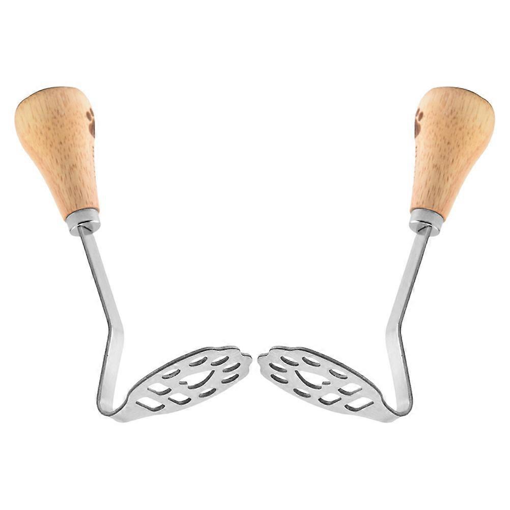 Potato Presser With Wood Handle For Cooking Enthusiasts 4 Pcs Rectangular Design Crushing