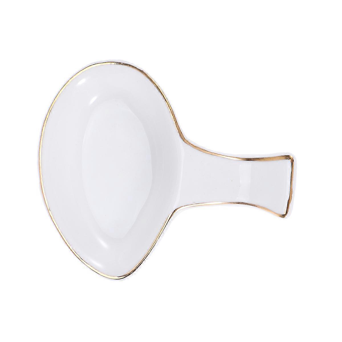 Chopsticks Rest Holder White Ceramic Gold Rack for 8Pcs Tableware