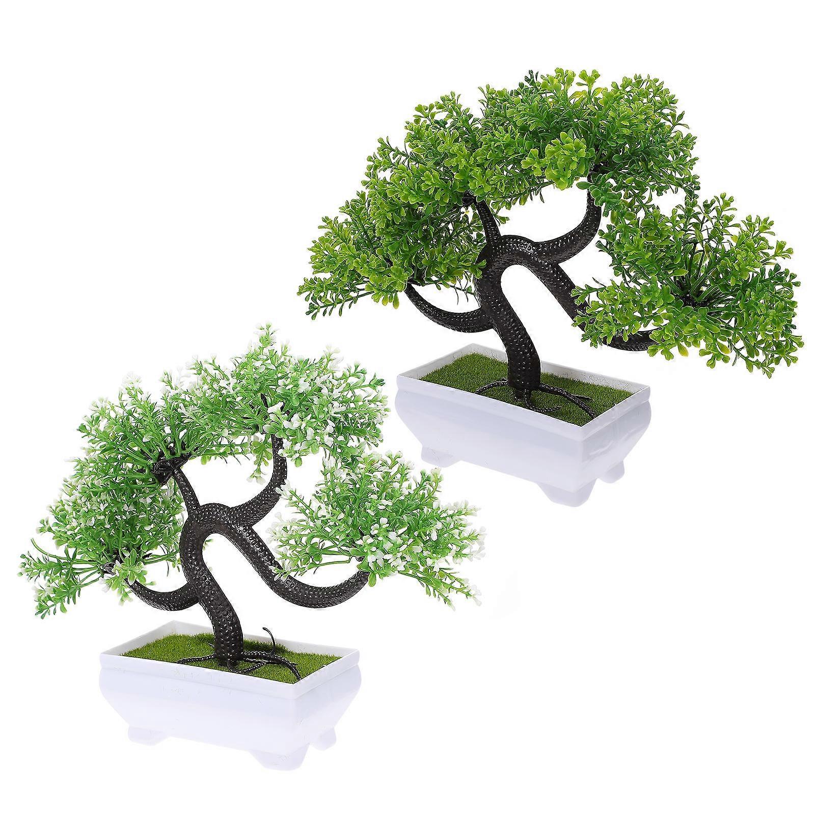 Simulation Plant Decor Green Artificial Bonsai for Home 4Pcs