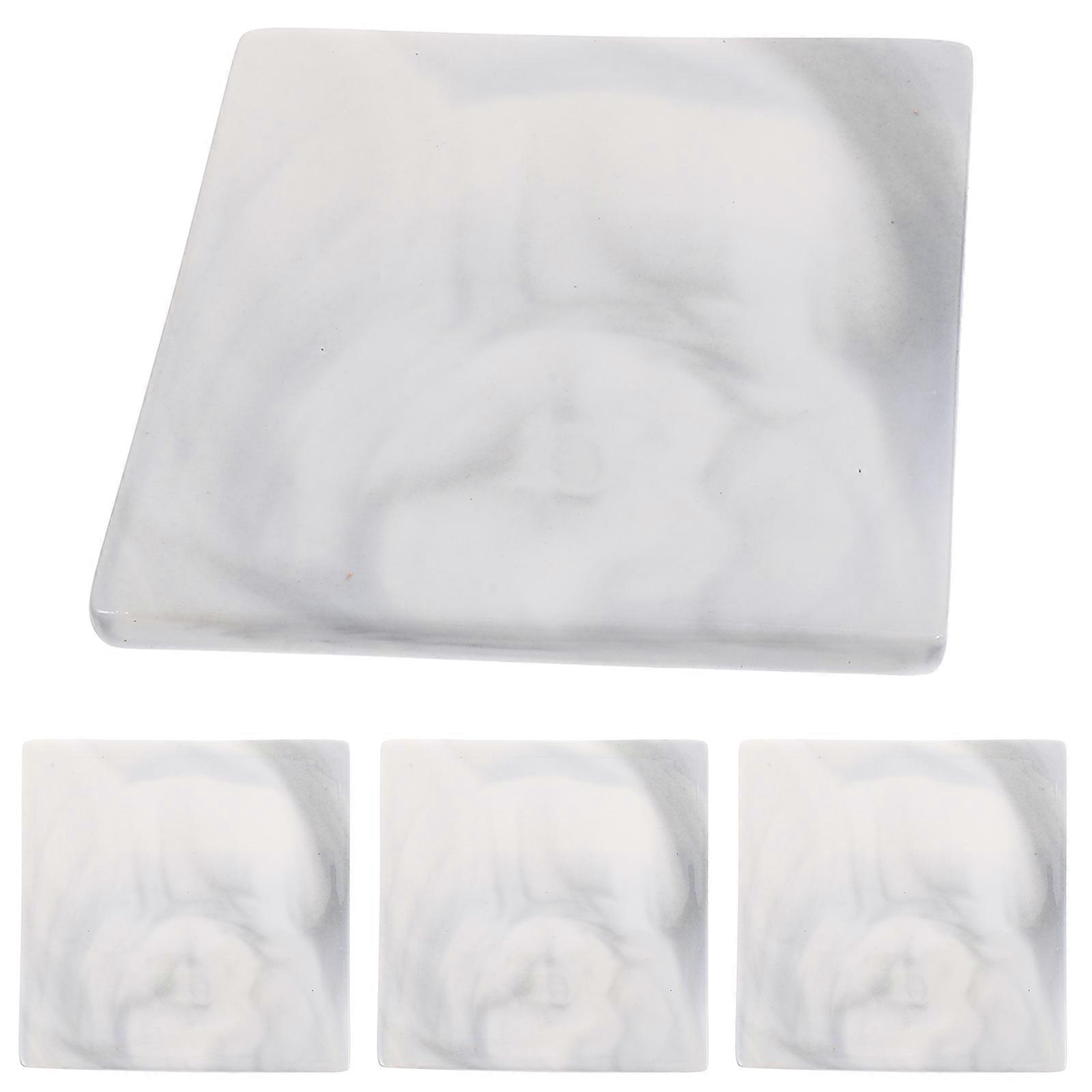 Ceramic Coaster 12 Pcs Marble Pattern Table Protection Elegant Light Grey 9X9X1CM