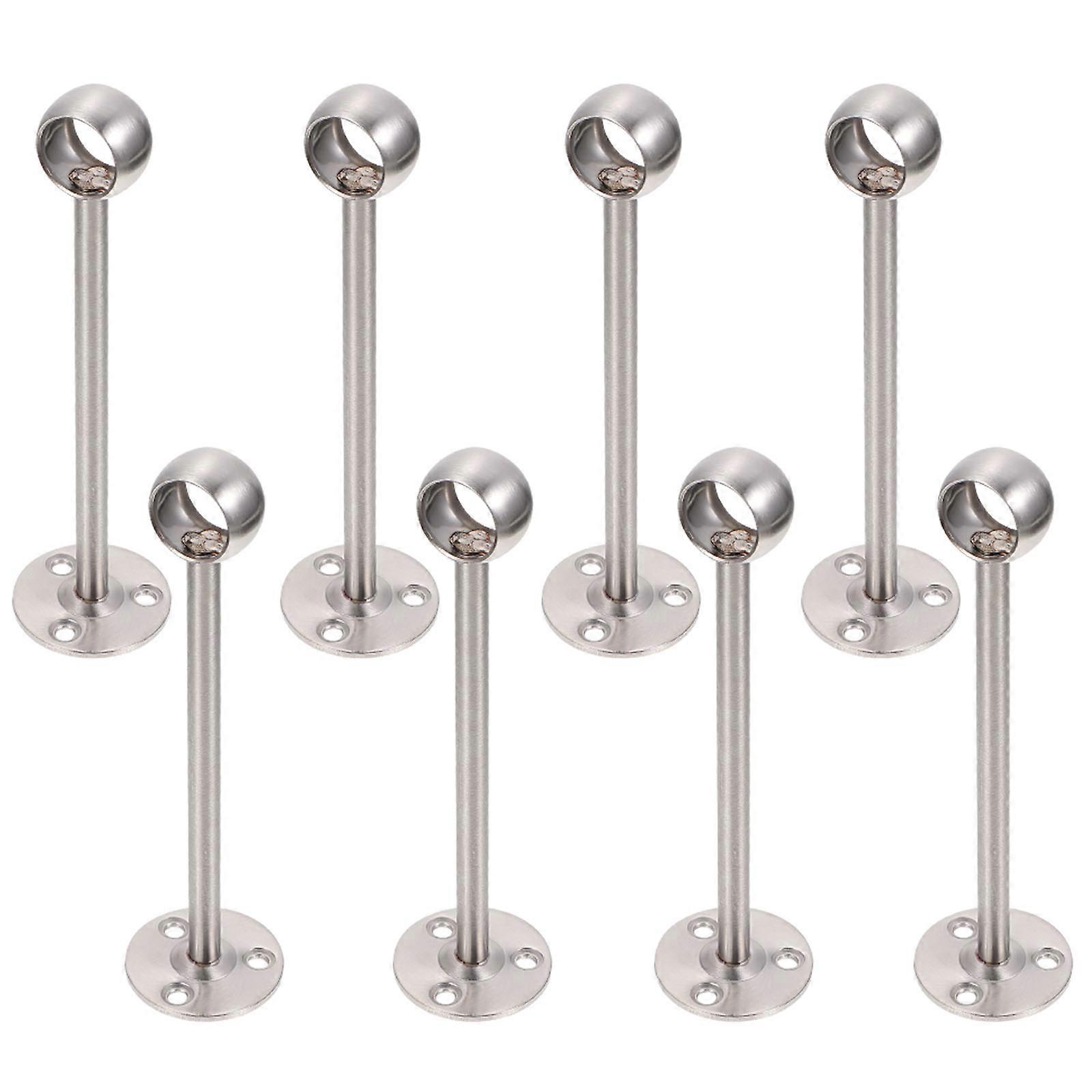 Ceiling Mount Brackets Silver Stainless Steel for Closet Rod Support 8Pcs