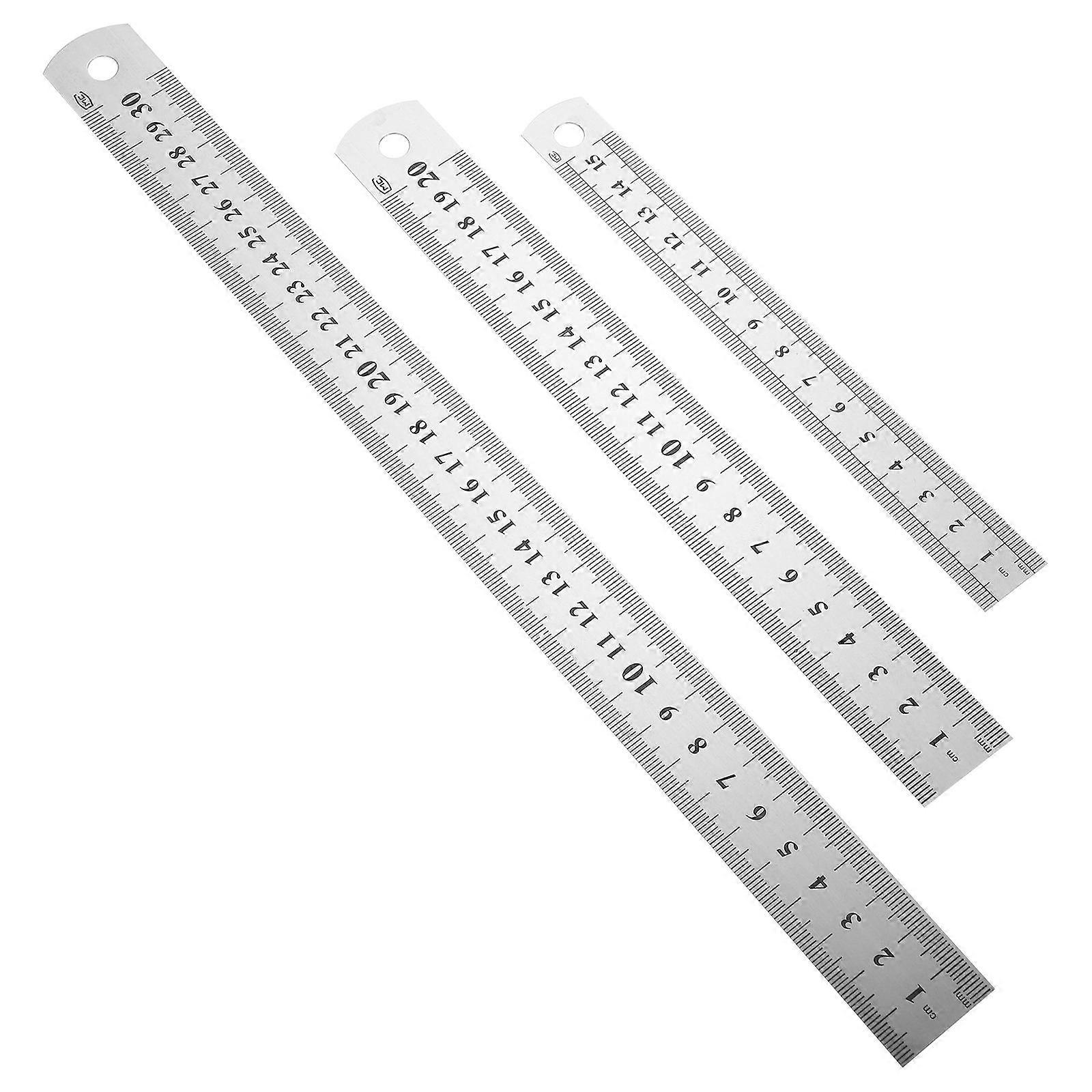 Silver Drawing Ruler Straight Ruler for Measuring Use 12Pcs Set