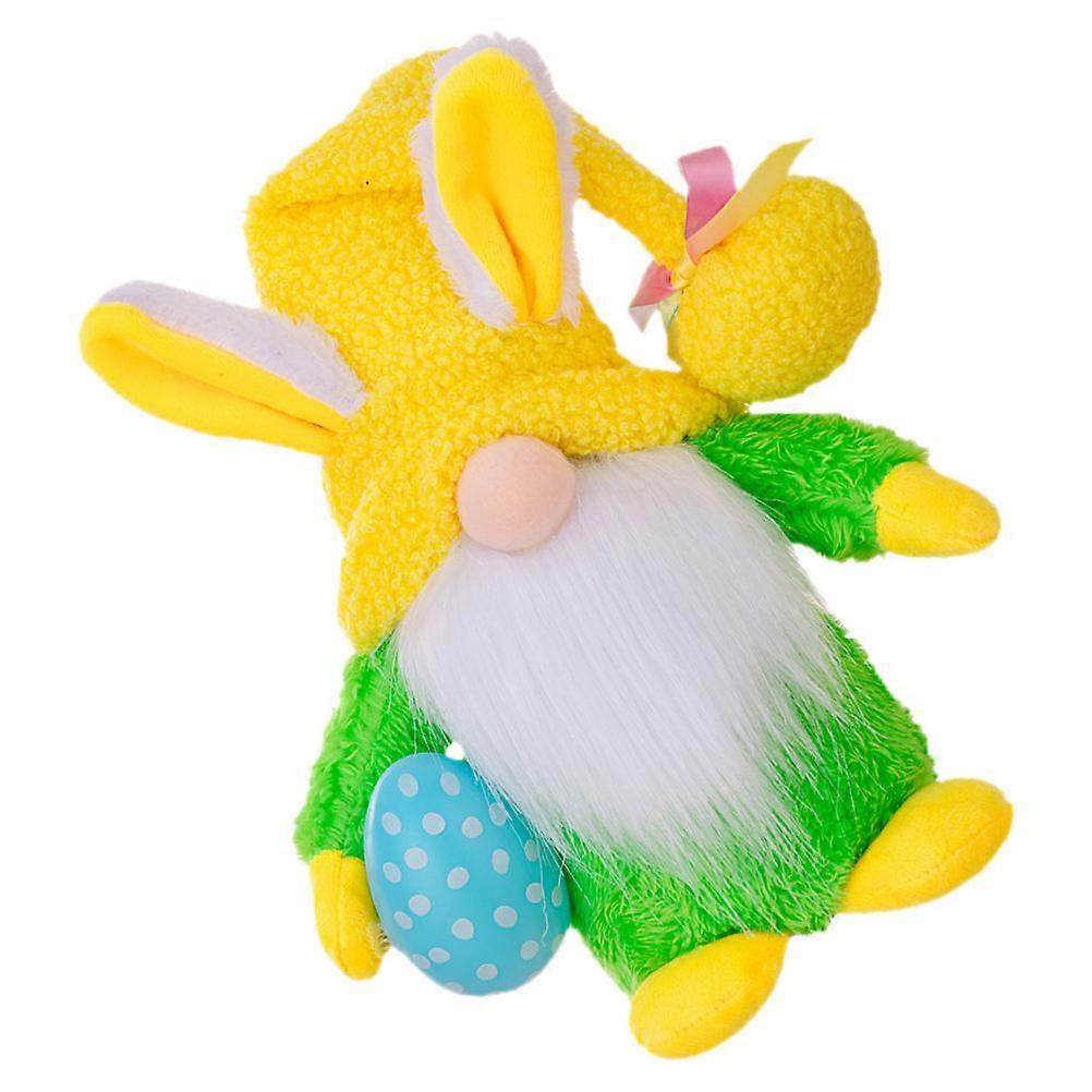 Lighted Plush Gnome Doll Easter Decor Decorative Doll Round Shape Yellow Plush Material 1Set