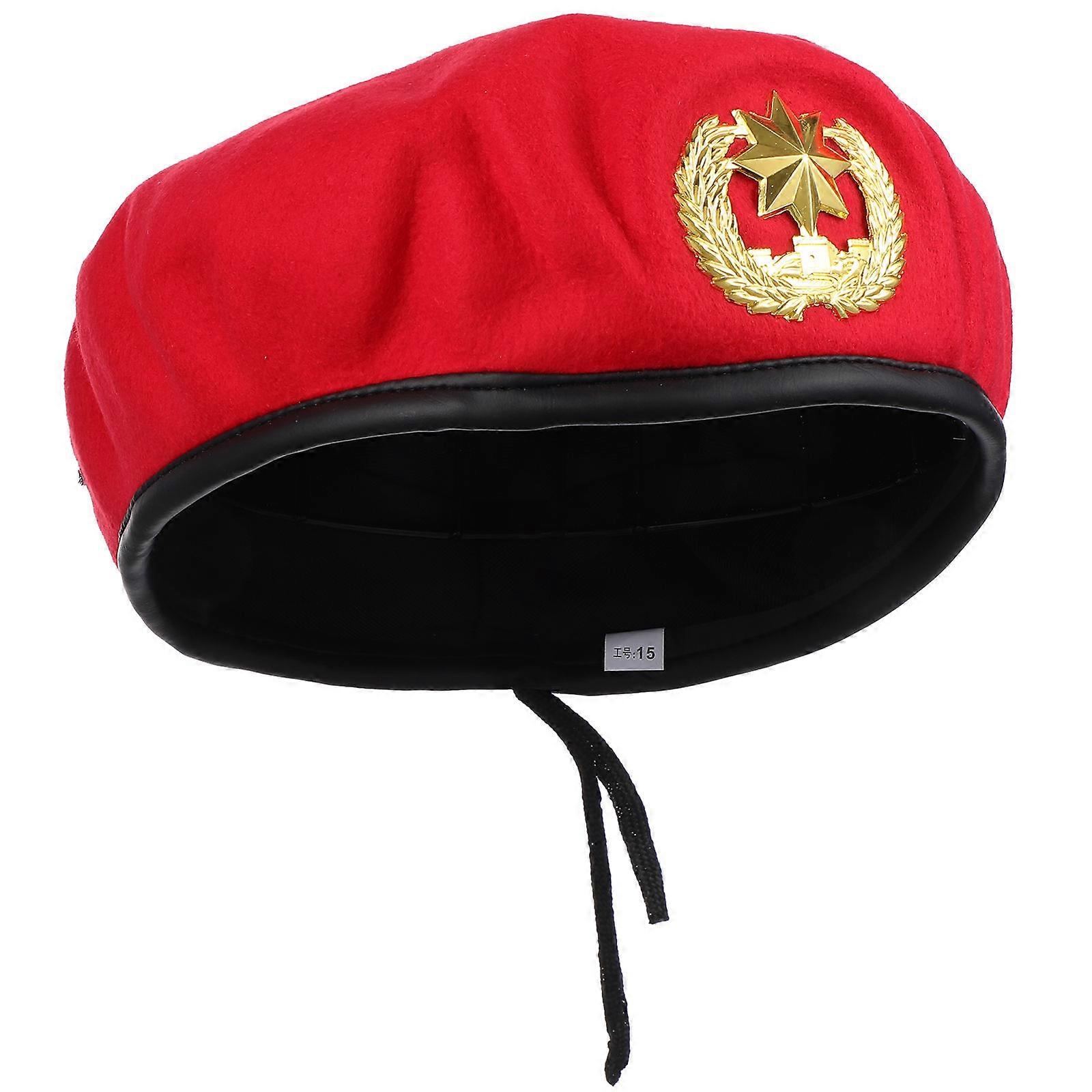 Red Party Hats for Adults 6Pcs Woolen Beret Caps with Pointed Star Design