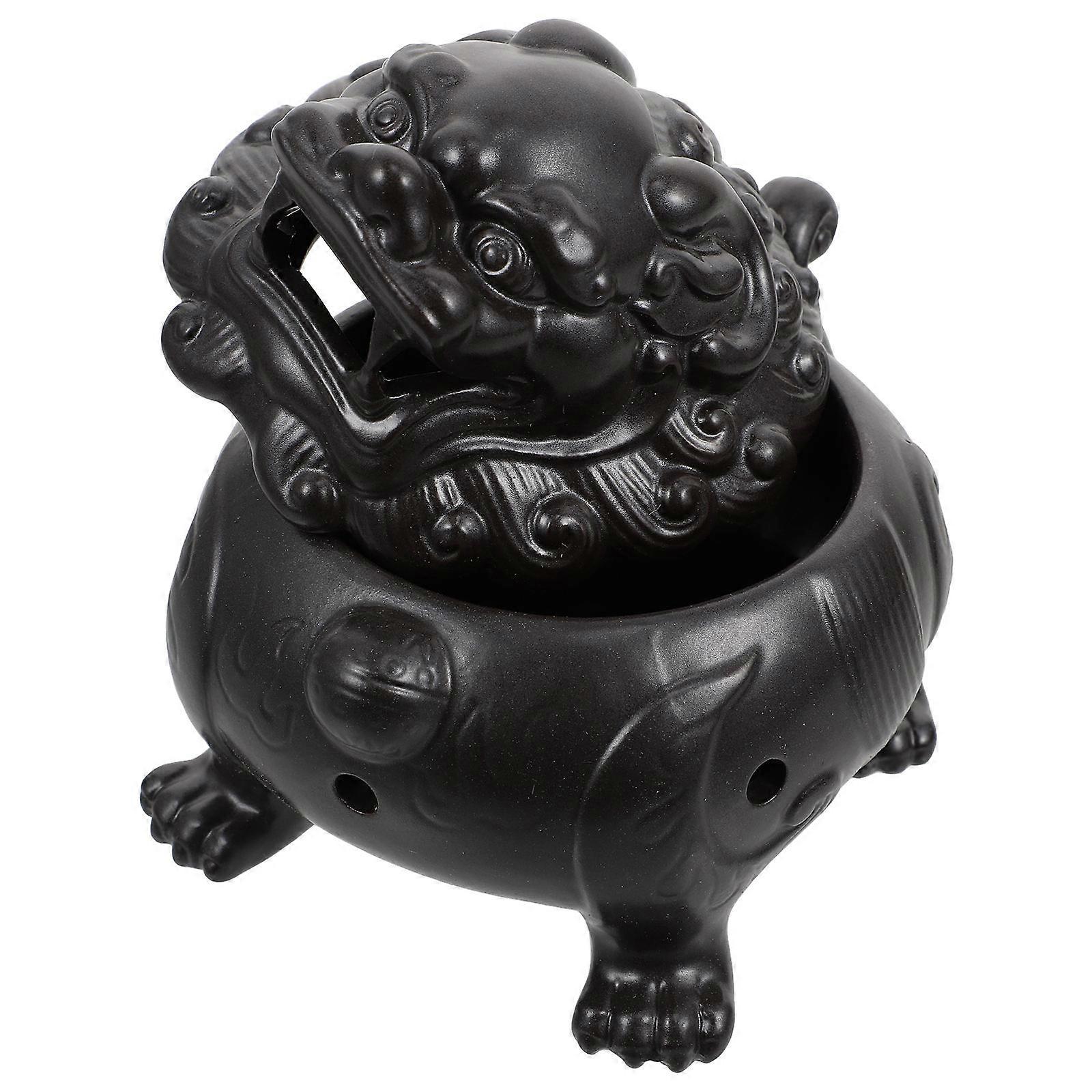Ceramic Aromatherapy Incense Burner for Home Decoration 2Pcs Black