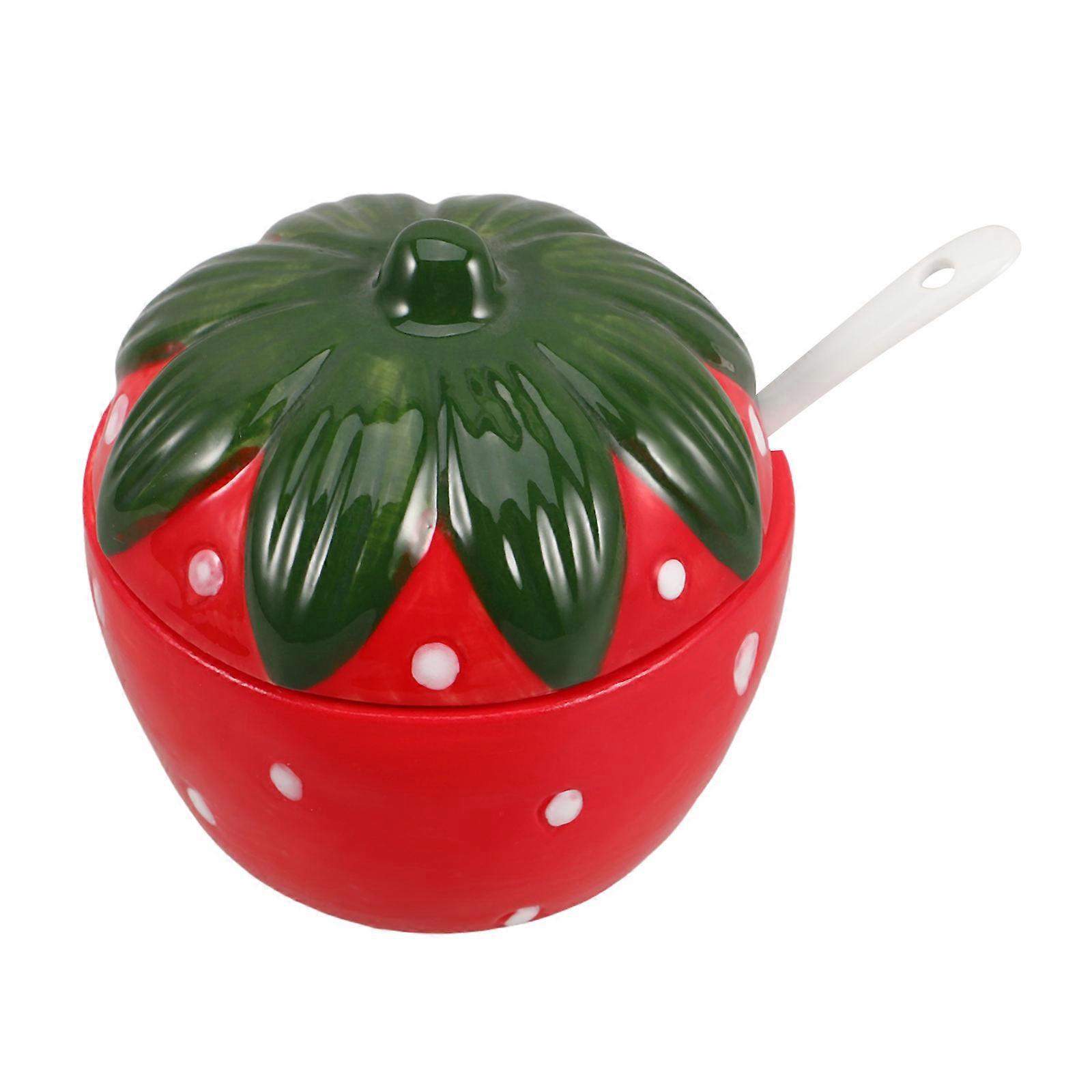 Spice Storage Containers Ceramic Jars for Storage 2Pcs Red with Spoon Included