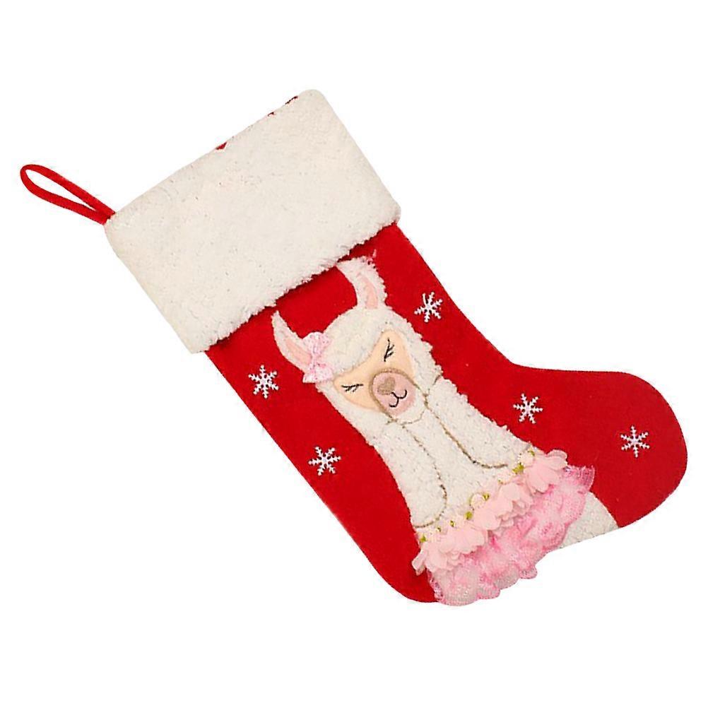 Xmas Stocking 2Pcs Alpaca Pattern Socks Ornament for Party
