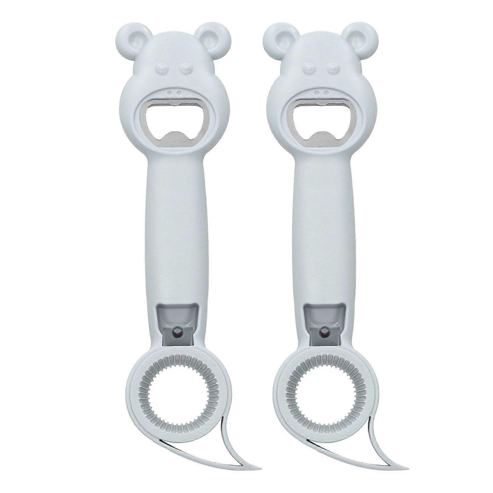 2Pcs 4in1 Can Opener Universal Portable Manual Drinking Beverage Bottle OpenerGray