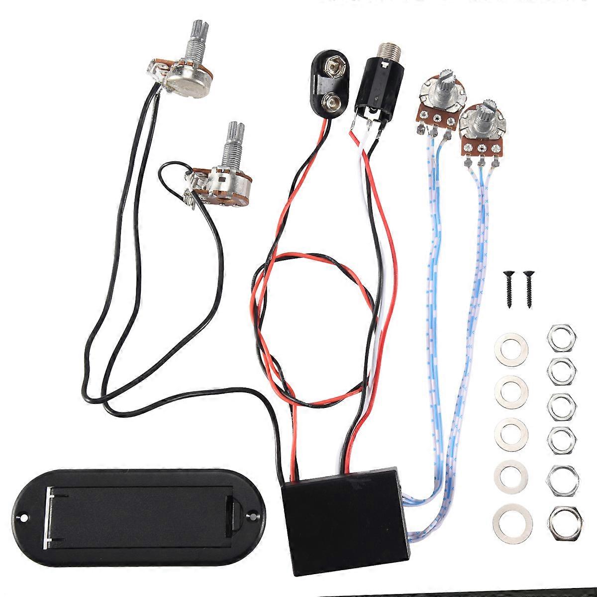 2-bands actieve basgitaar EQ Equalizer Preamp Circuit Pickup Zwart