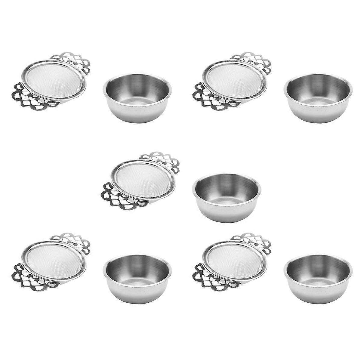 Tea Strainers with Drip Bowls (2-Pack) Stainless Steel Tea Strainers