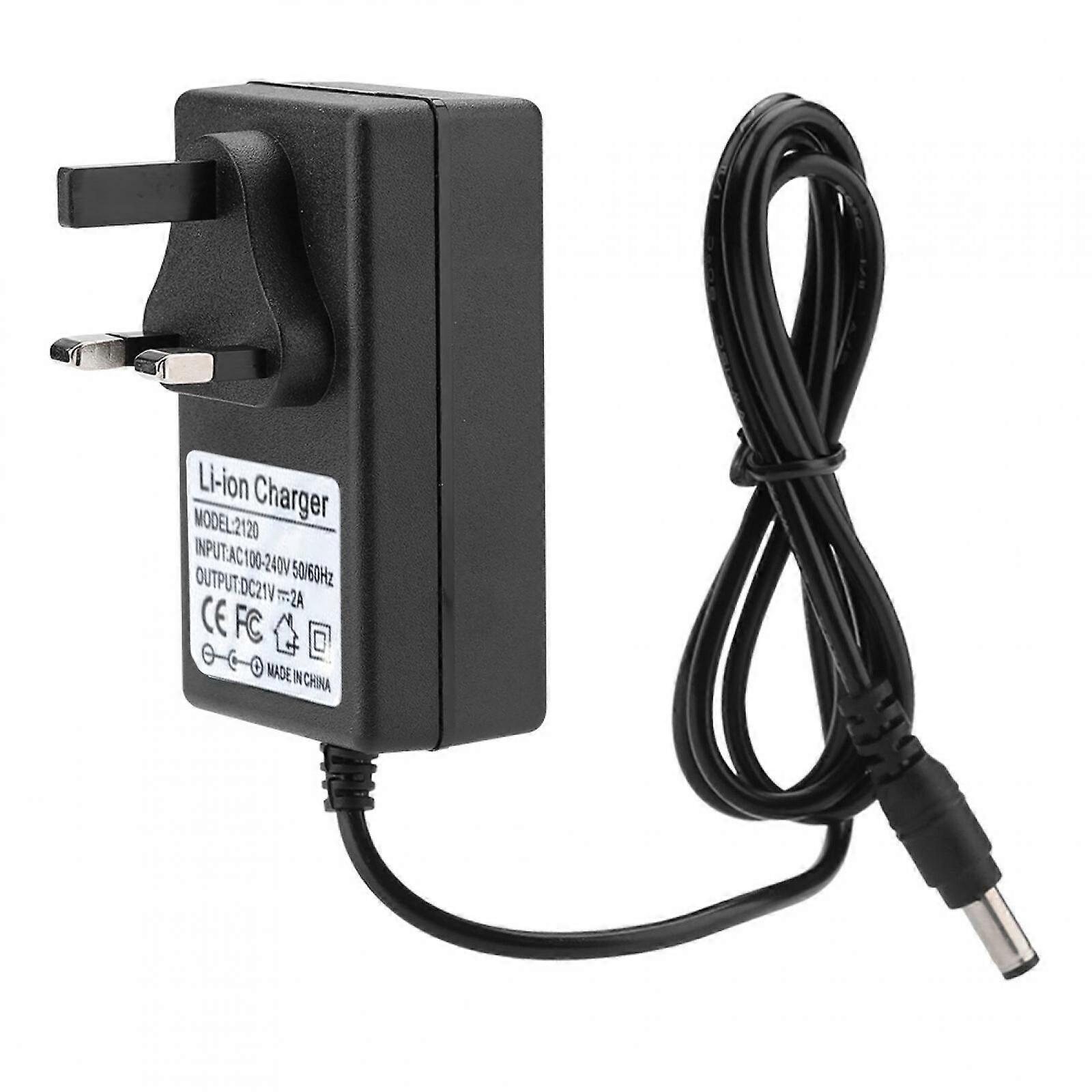 Multifunctional 21V DC charger | Compatible with Li-Ion and NiMH batteries | Smart trickle charge maintenance | Portable black case | Includes UK powe