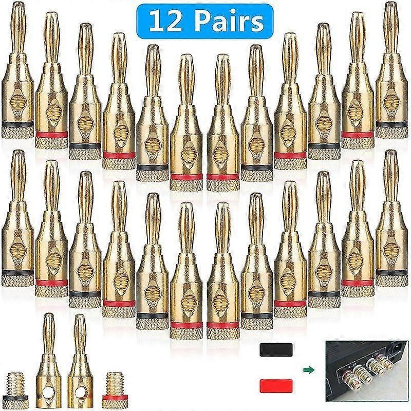 Luxora 24-pack Gold 24k αρσενικά βύσματα μπανάνας Υποδοχή ήχου Καλώδιο καλωδίων Συνδετήρας βιδών καλωδίων
