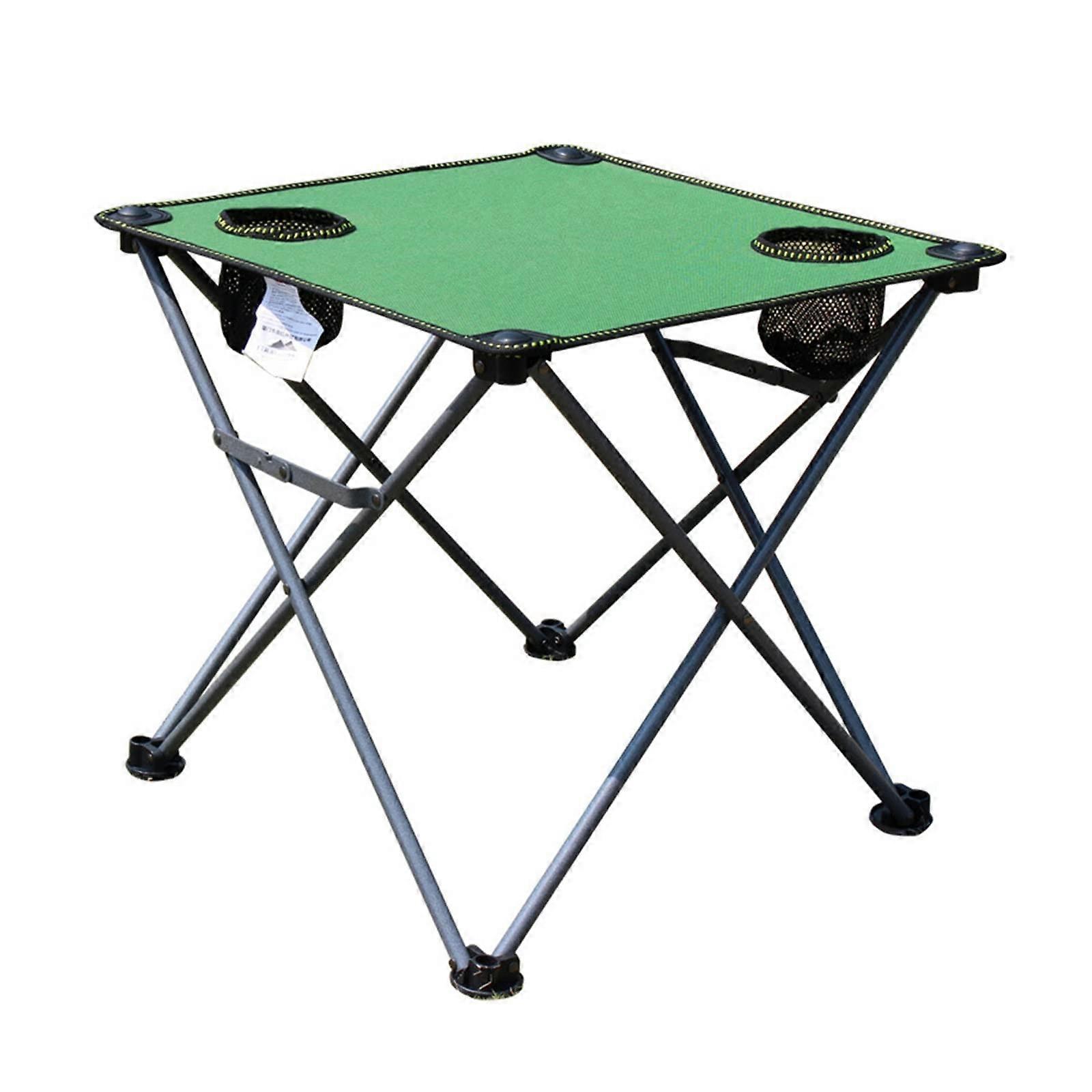 Folding Table Portable Picnic Table 47x47x47cm, Lightweight Camping Table With Cup Holder, Collapsible Green