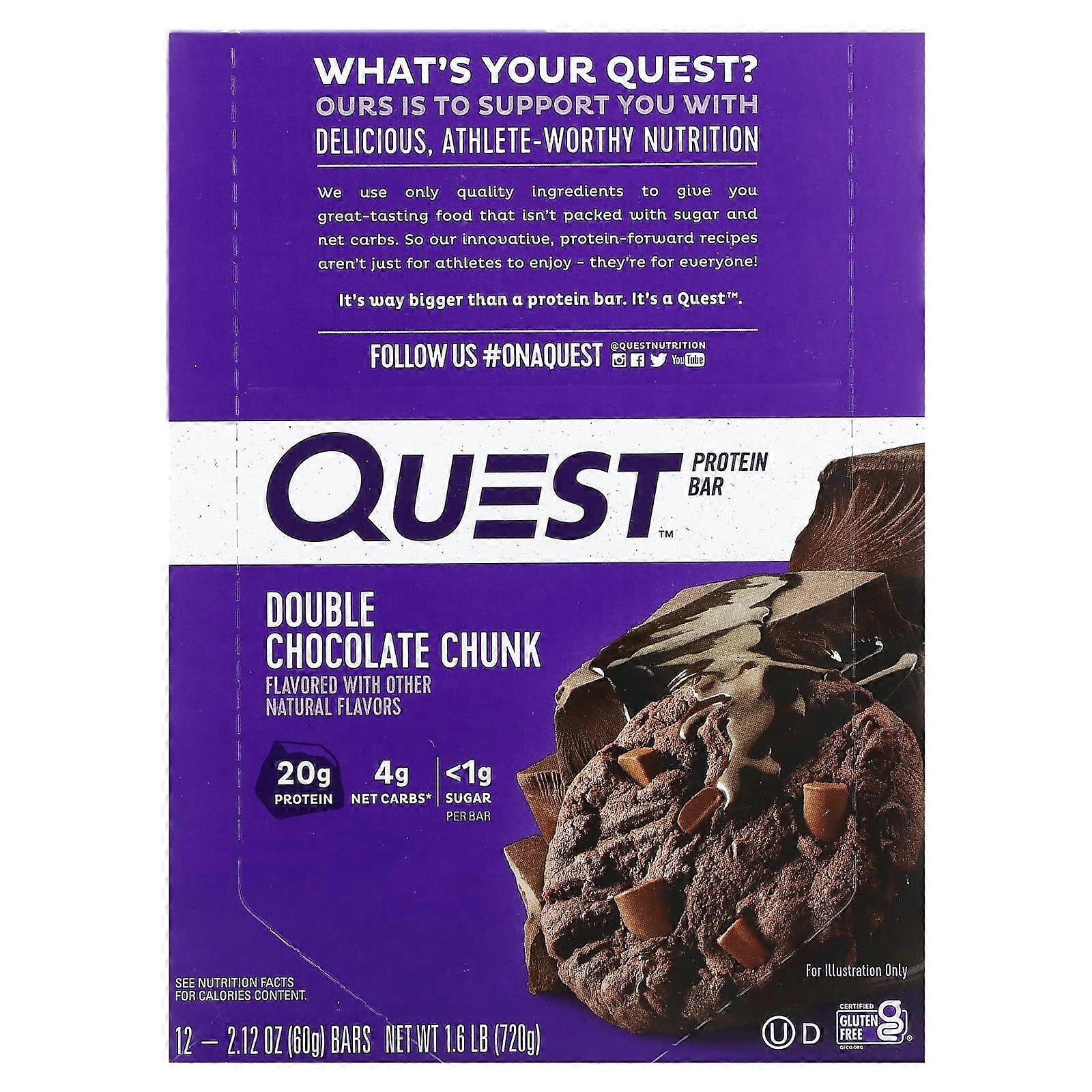 Protein Bar, Double Chocolate Chunk, 12 Bars, 2.12 oz (60 g) Each