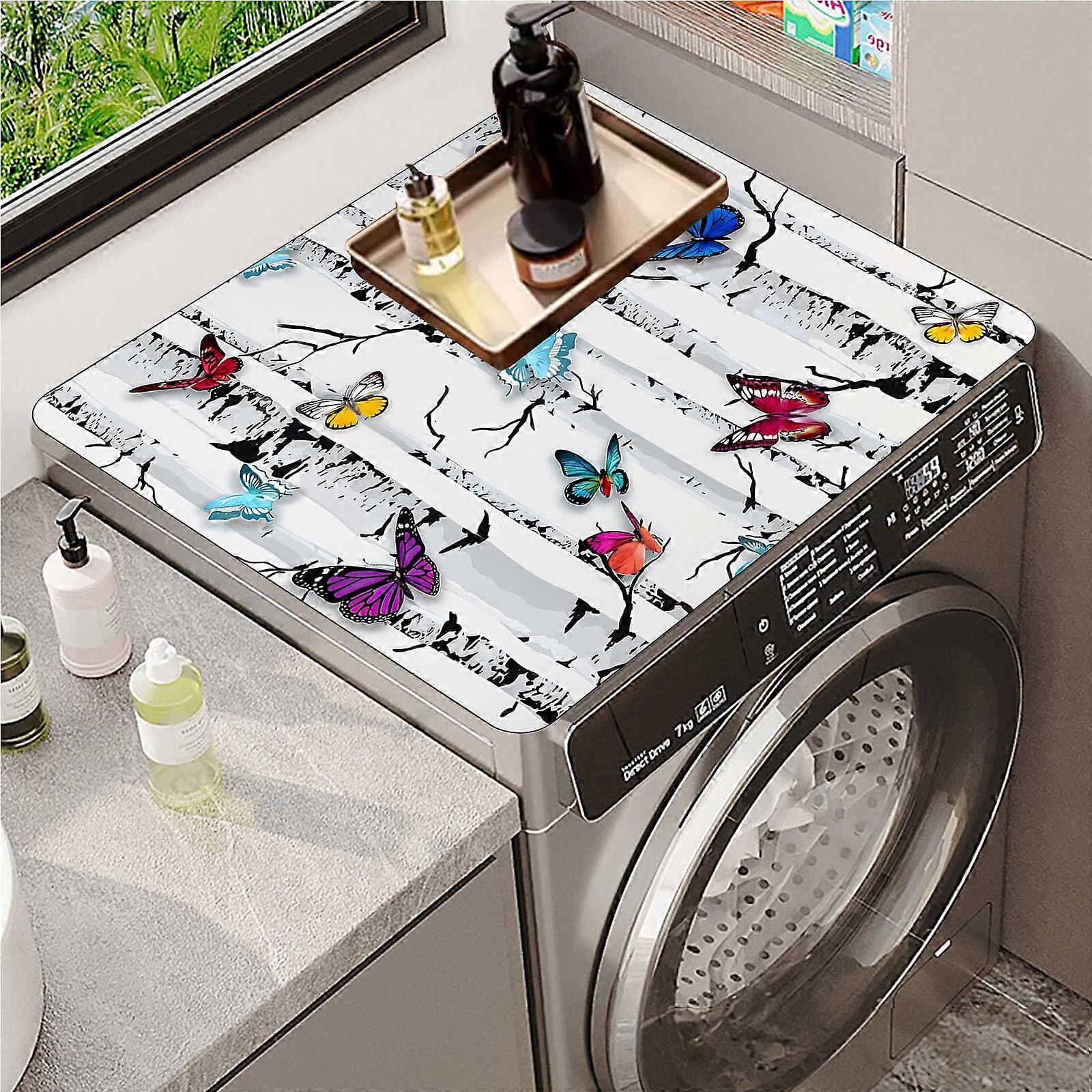 Washer and Dryer  Protector 2pc, Absorbent QuickDry AntiSlip  Mat 40x50cm Colour Printing Cactus Design
