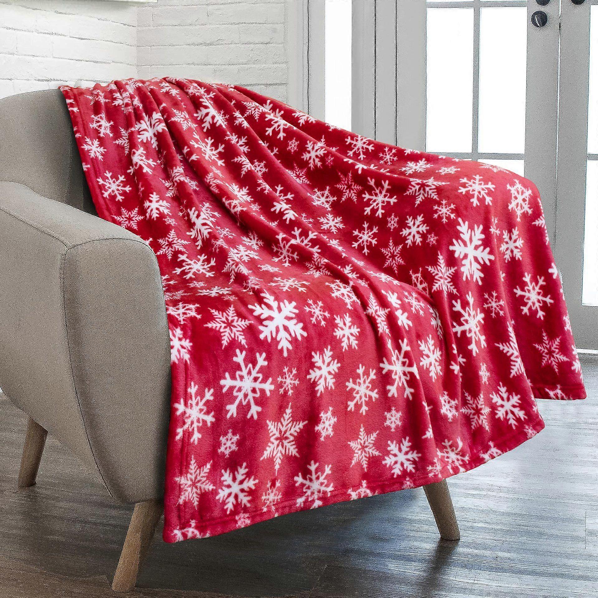 Christmas Throw Blanket  Snowflake Christmas Fleece Blanket Soft, Plush, Warm