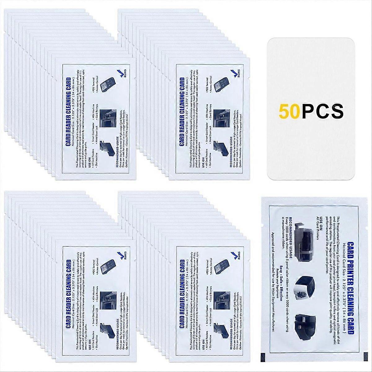 CR80 Card Reader Cleaning Cards, 50PCS Dual Side Card Reader Cleaner