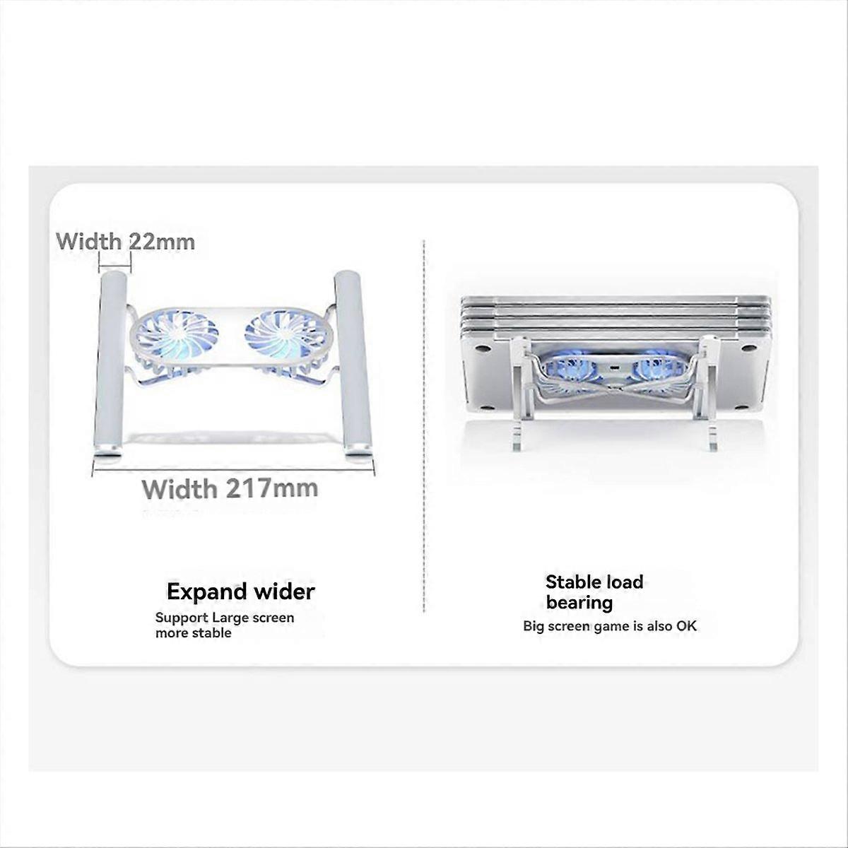 Foldable Laptop Stand with Cooling Fan, Cooler Pad D Silver