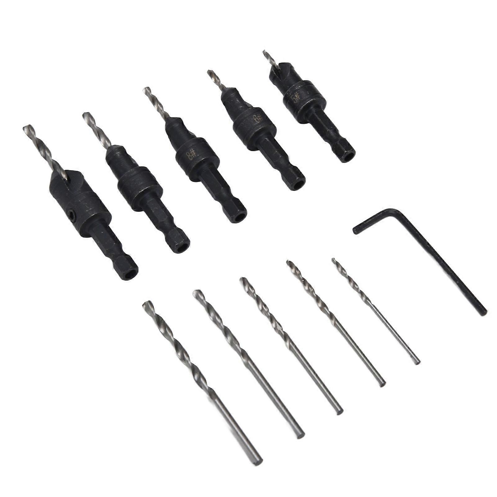 11Pcs Countersink Drill Bit Set Woodworking Fast Change Chamfer Adjustable Drilling Tools